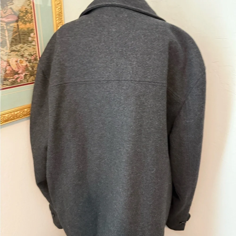 London Fog Charcoal Pea Coat Trench Coat - Picture 5 of 11